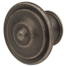 Olde Forge Alcott Round Cabinet Knob - 35mm Diameter - Antique Pewter