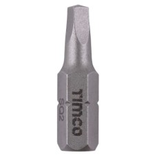 TIMCO Steel Driver Bits - Square - No.2 - 25mm Length - Pack of 2
