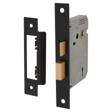 Exel Contract 3 Lever Sashlock - 76mm Case - 57mm Backset - Matt Black