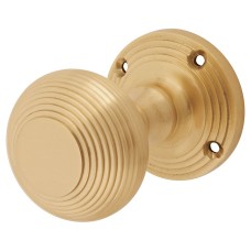 Exel Reeded Beehive Mortice Door Knob - 60mm Rose Diameter - Satin Brass