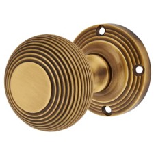 Heritage Brass by M Marcus Reeded Beehive Mortice Door Knob - 59mm Rose Diameter - Antique Brass