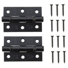 Twin Ball Bearing Butt Door Hinge - 75 x 50 x 2mm - Black - Pair
