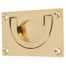 Exel Flush Chest Drawer Cabinet Pull Handle - 75 x 45mm - Polished Brass