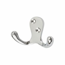 Hampstead Solid Brass Double Coat Hook - 70 x 43mm - Polished Chrome