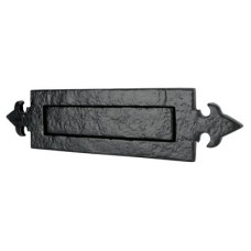 Olde Forge Fleur de Lys Letter Plate - 355 x 90mm - Antique Black Iron