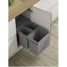 Soft Close Pull Out Waste Bin - Cabinet Width 400mm - 2 x 10L + 1 x 20L