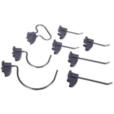 elfa Garage Storage Top Track System - Mixed Hooks for Storing Board - Grey - Pack of 8