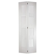 LPD Shaker 4 Light Clear Glazed Primed Solid Bi-Fold Internal Door - 1981 x 762 x 35mm - White 
