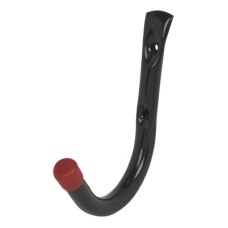 Rothley Tubular Garage and Shed Storage Hook & Red Vinyl Cap - 115mm Depth - Black & Red - Pack of 2