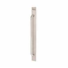Exel D-Bar Door Pull Handle on Plate - PULL - Screw Fix - 950 x 80mm - Satin Stainless Steel