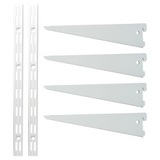 Exel Twin Slot Shelving Kit - 2 x 500mm Shelf Wall Uprights & 4 x 370mm Shelf Brackets - White