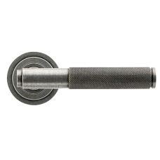 From The Anvil Pewter Knurled Door Handles on Round Art Deco Rose - Brompton Range 