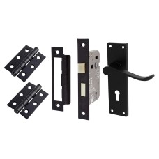 Exel Budget Scroll 3 Lever Sashlock Door Handle Kit - Matt Black