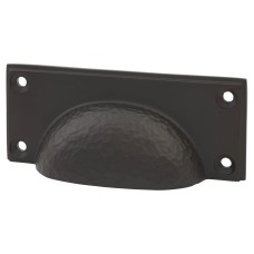 From The Anvil Hammered Art Deco Cabinet Cup Handle - 84mm Centres - Aged Bronze