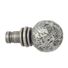 Olde Forge Beaten Ball Curtain Finials - Pewter 