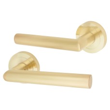 Exel Satin Brass Door Handles on Round Rose - Emily Range 