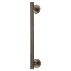 Hampstead Knurled T-Bar Door Pull Handle on Rose - Screw Fix - 300mm Centres - Antique Brass