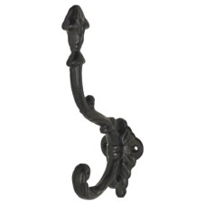 Olde Forge Single Hat & Coat Hook - 180mm Height - Antique Black Iron