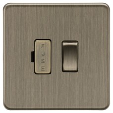 Knightsbridge 13A 1 Gang Screwless Flat Plate Switched Fused Spur - Antique Brass