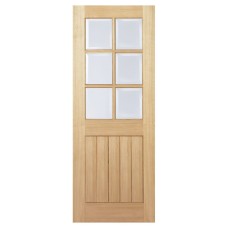 LPD Mexicano 6 Light Clear Glazed Bevelled Unfinished Solid Internal Door - 1981 x 762 x 35mm - Oak