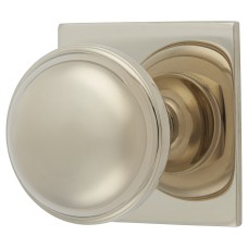 Alexander & Wilks Quantock Cabinet Knob on Square Backplate - 38mm Diameter - PVD Polished Nickel