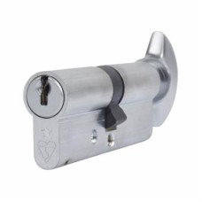 ERA 1 Star 6 Pin Kitemarked 80mm Euro Thumbturn Cylinder - 40mm Turn + 40mm - Satin Chrome