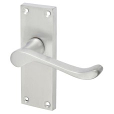 Exel Satin Chrome Victorian Scroll Latch Door Handle - Short Plate - 118 x 42mm