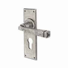 Olde Forge Pewter Euro Lock Door Handle - York Range - 152 x 48mm