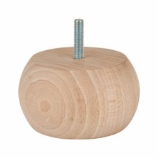 Round Wooden Cabinet Furniture Leg - 90 x 50mm - Raw Beech
