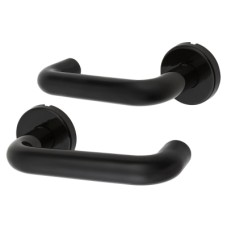 Hoppe AR600/20 Ebony Black Nylon Steel Core Safety Door Handle on Rose - Paris Range 