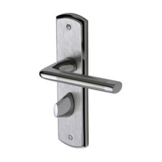 M Marcus Satin/Polished Chrome Bathroom Door Handle - Lena Range - 190 x 48mm