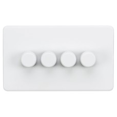 Knightsbridge 5 - 150W 4 Gang 2 Way Push On/Off Rotary Intelligent LED Dimmer Switch - Matt White