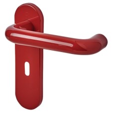 Hoppe AR600/22 Rouge Red Nylon Steel Core Safety Keyhole Lock Door Handle - Paris Range - 165 x 46mm
