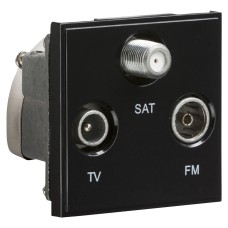 Knightsbridge 1 Gang TV + F type Satellite + FM/DAB Triplexer Euro Module - Black