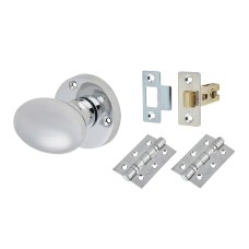 Exel Victorian Oval Mortice Door Knob Kit - 61mm Rose Diameter - Polished Chrome