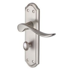 Heritage Brass by M Marcus Satin Nickel Scroll Bathroom Door Handle - Sandown Range - 180 x 48mm