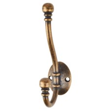 Exel Diecast Ball End Single Hat & Coat Hook - 130 x 35mm - Antique Brass