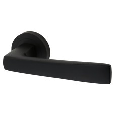 Exel Matt Black Door Handles on Round Rose - Ivy Range 