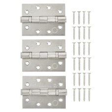 Exel Twin Ball Bearing Grade 13 Butt Fire Door Hinge - 100 x 75 x 3mm - 201 Stainless - Pack of 3