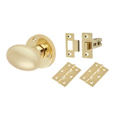 Exel Victorian Oval Mortice Door Knob Kit - 61mm Rose Diameter - Polished Brass