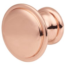 Exel Rim Round Cabinet Knob - 30mm Diameter - Bright Copper