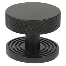 From The Anvil Brompton Round Knurled Centre Door Knob on Beehive Rose - 90mm Rose - Aged Bronze
