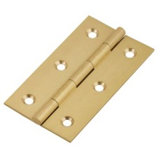 Solid Drawn Butt Cabinet Hinge - 64 x 35 x 1.45mm - Satin Brass - Pair