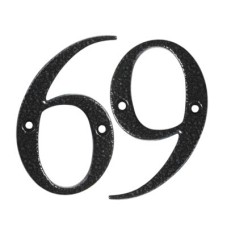 76mm Screw Fix Door Numeral - 6 / 9 - Antique Black Iron