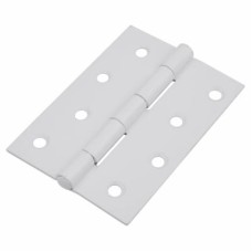 Steel Butt Door Hinge - 100 x 72mm - White - Pair