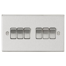 Knightsbridge 10AX 6 Gang 2 Way Square Edge Plate Light Switch - Brushed Chrome