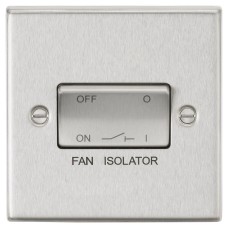 Knightsbridge 10A 1 Gang Square Edge Triple Pole Fan Isolator Switch - Brushed Chrome