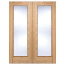 LPD Vancouver Clear Glazed Pre-Finished Internal French Doors - 1981 x 1067 x 40mm - Oak 