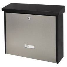 Burg Wachter London Postbox - 320 x 377 x 115mm - Matt Black/Stainless Steel 