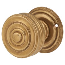 Hampstead Georgian Ringed Mortice Door Knob - 55mm Rose Diameter - Aged Brass 